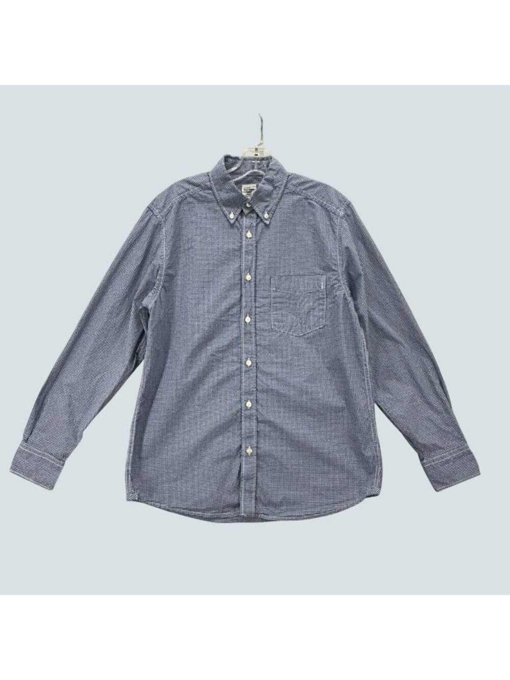 Old Navy Mens Blue Gingham Button-Down Shirt Small Long Sleeve 100% Cotton